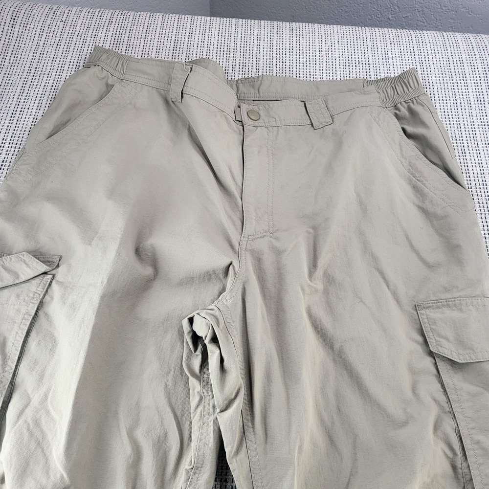 L.L. Bean‎ Cargo Pants Mens 38x28 Beige Elastic Waist Hiking Outdoor Lightweight